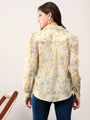 Yellow Printed Floral Casual Collar Shirt