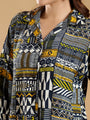 Black yellow Regular Shirt Coord set drop shoulder broad sleeve cuff
