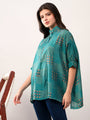Green kaftan style printed solace one size shirt