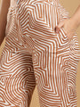 Brown printed band neck regular coord set