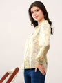 Yellow Printed Floral Casual Collar Shirt