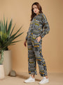 Black yellow Regular Shirt Coord set drop shoulder broad sleeve cuff