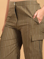 Olive green Waist coat style top with pants - dotted stripes coord set