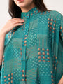 Green kaftan style printed solace one size shirt