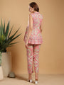 Pink paisley print Band neck collar and tunic top with pants coord set