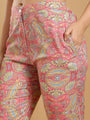 Pink paisley print Band neck collar and tunic top with pants coord set