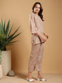 Brown printed band neck regular coord set