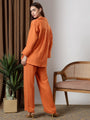 Orange Deep pleated neck coord set
