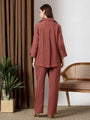 Brown Deep pleated neck coord set