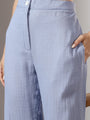 Blue Deep pleated neck coord set