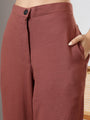 Brown Deep pleated neck coord set