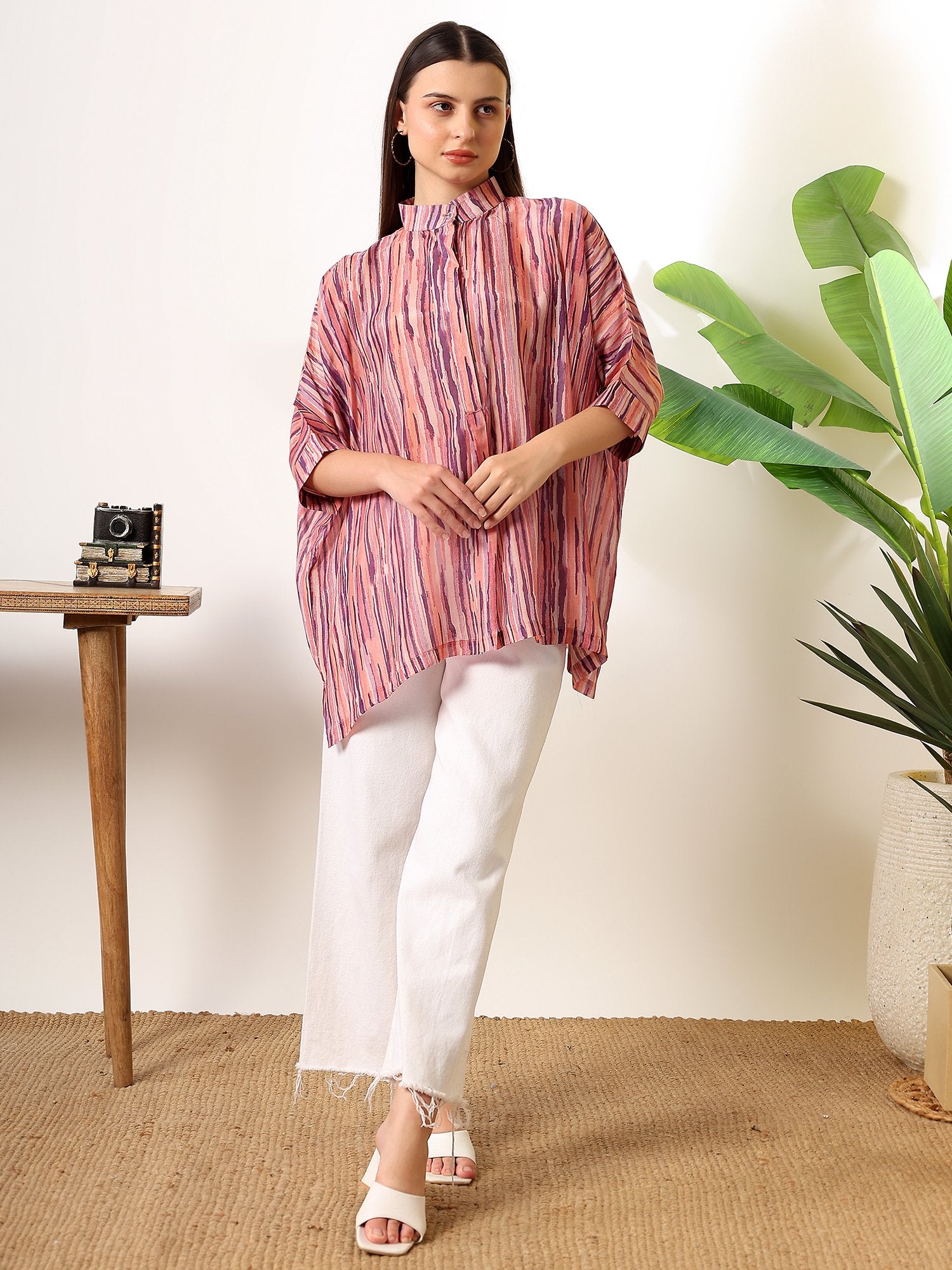 Carrot kaftan style printed solace one size shirt