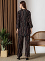 Black printed band neck regular coord set