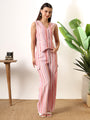 Pink White Waist coat style top with pants