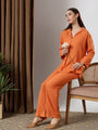 Orange Deep pleated neck coord set