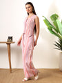 Pink White Waist coat style top with pants