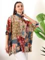 Striped red kaftan style printed solace one size shirt
