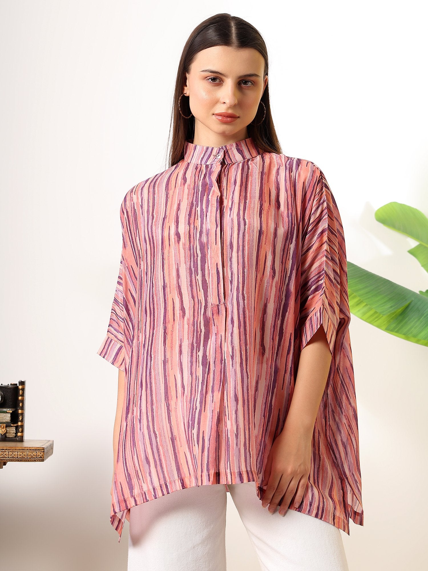 Carrot kaftan style printed solace one size shirt
