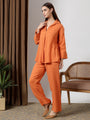 Orange Deep pleated neck coord set