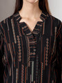 Black printed band neck regular coord set