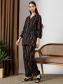 Black printed band neck regular coord set