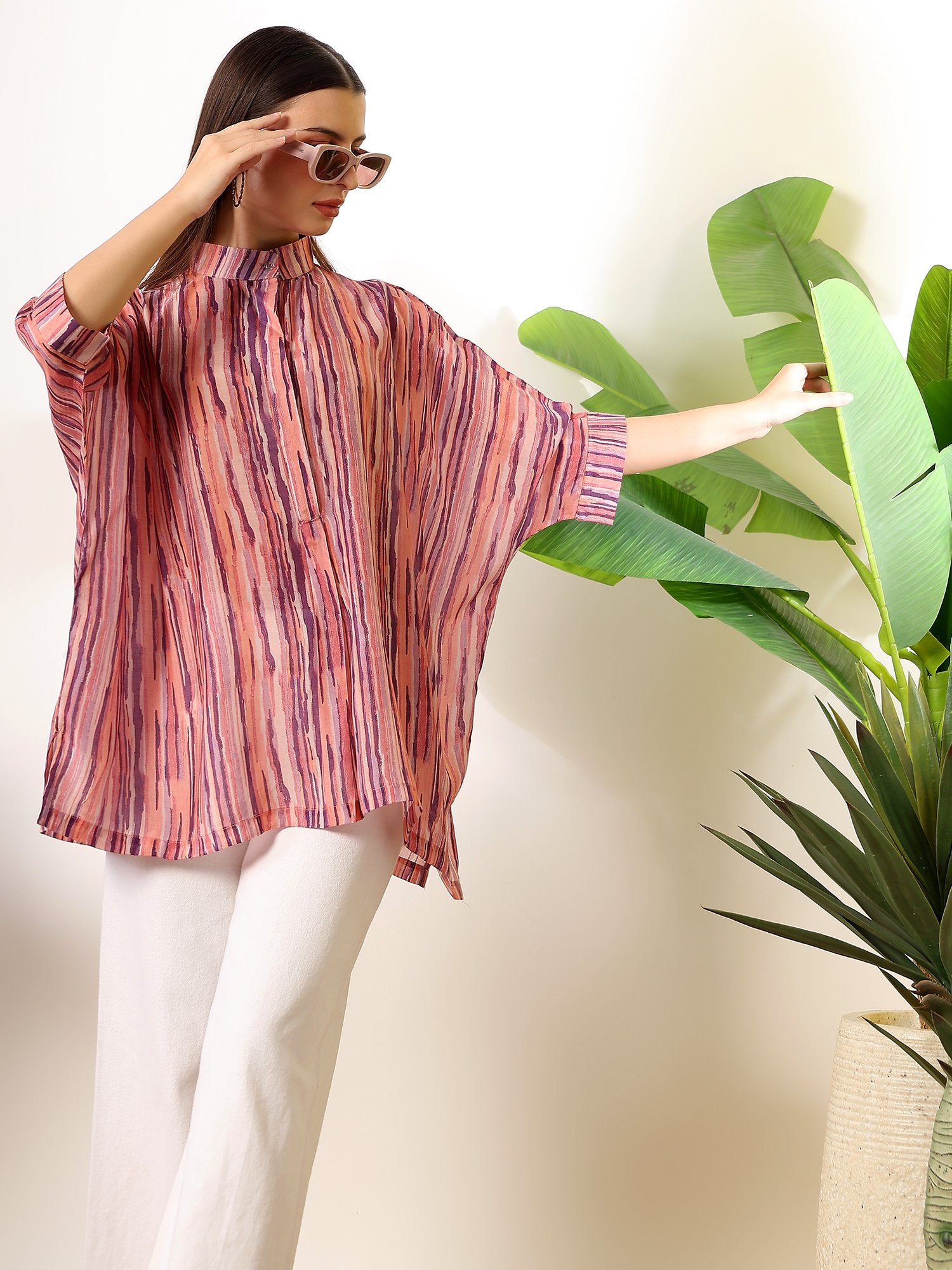 Carrot kaftan style printed solace one size shirt