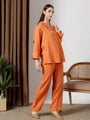 Orange Deep pleated neck coord set