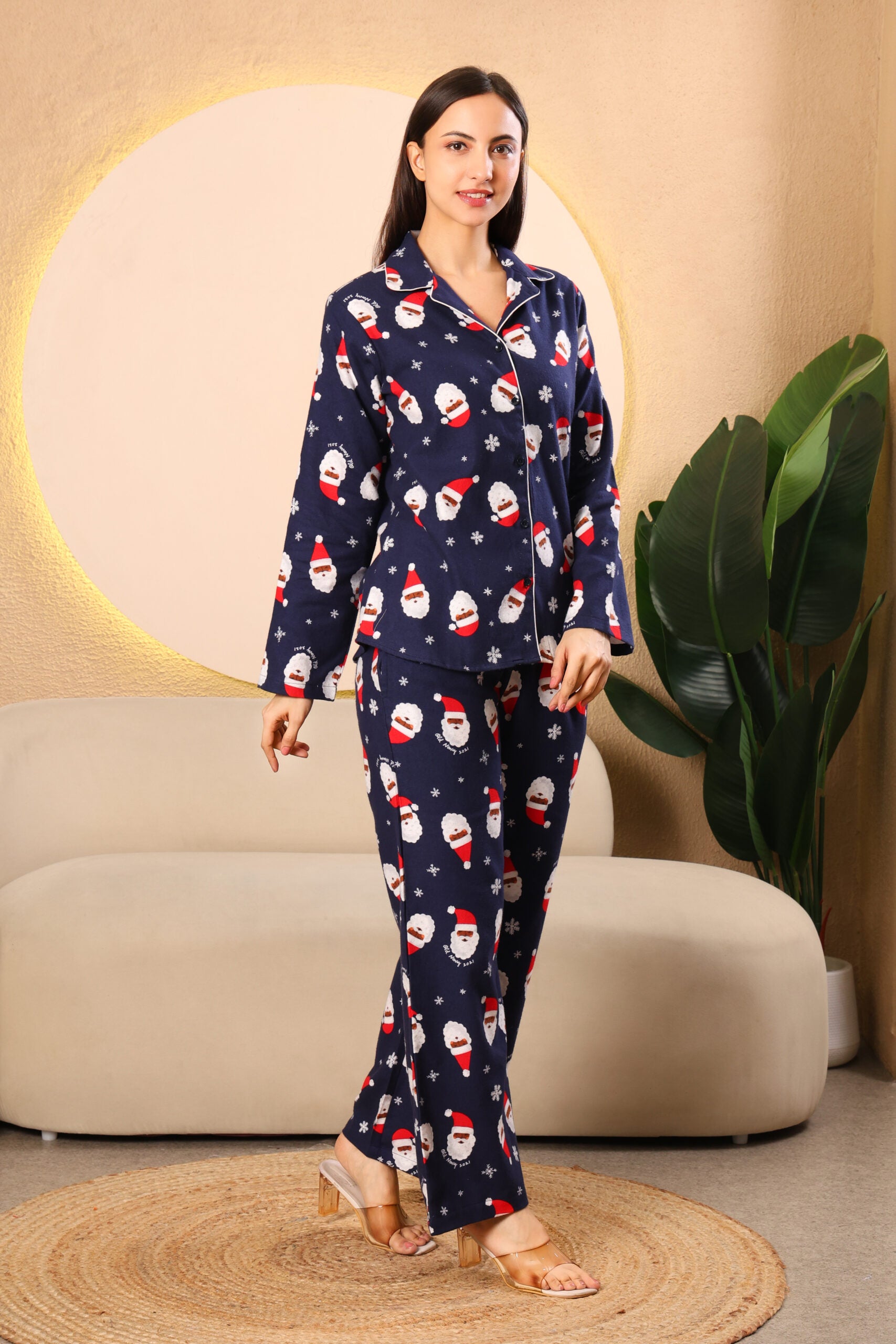 Blue Printed winter night suits