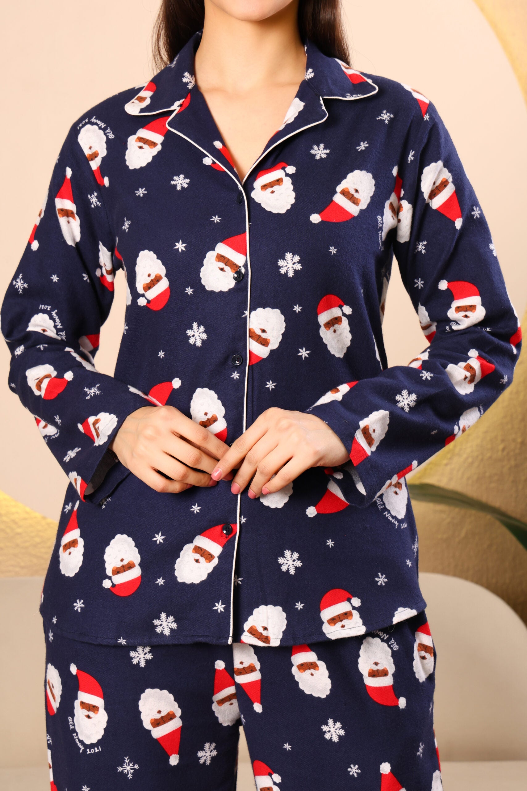 Blue Printed winter night suits