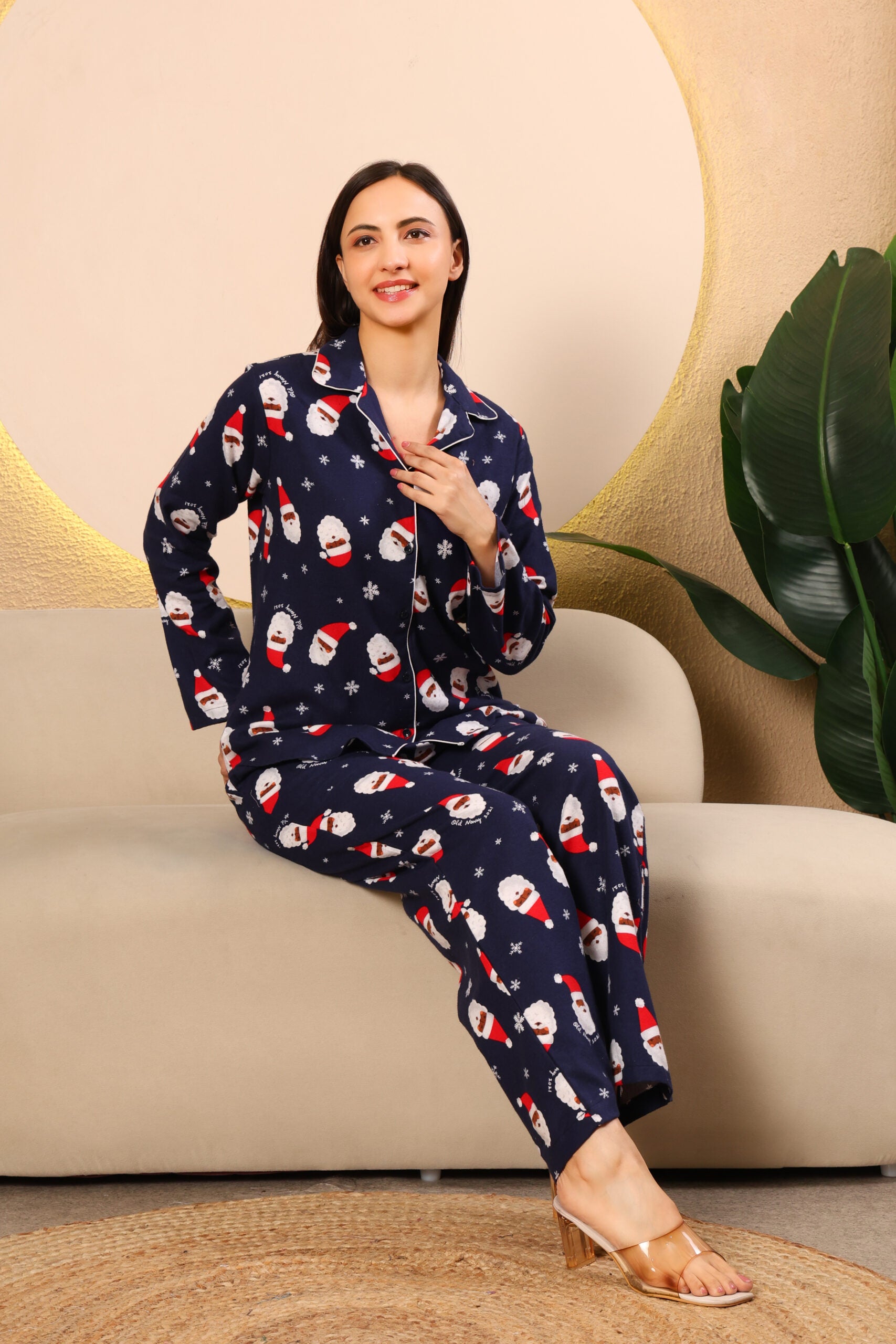Blue Printed winter night suits