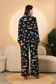 Black Printed winter night suits