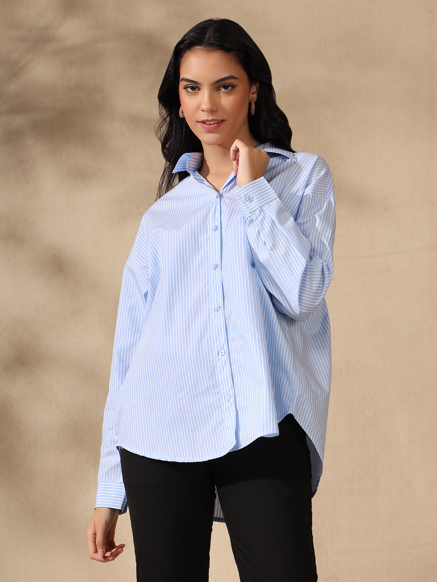 Blue and White Oversized casual one size shirt