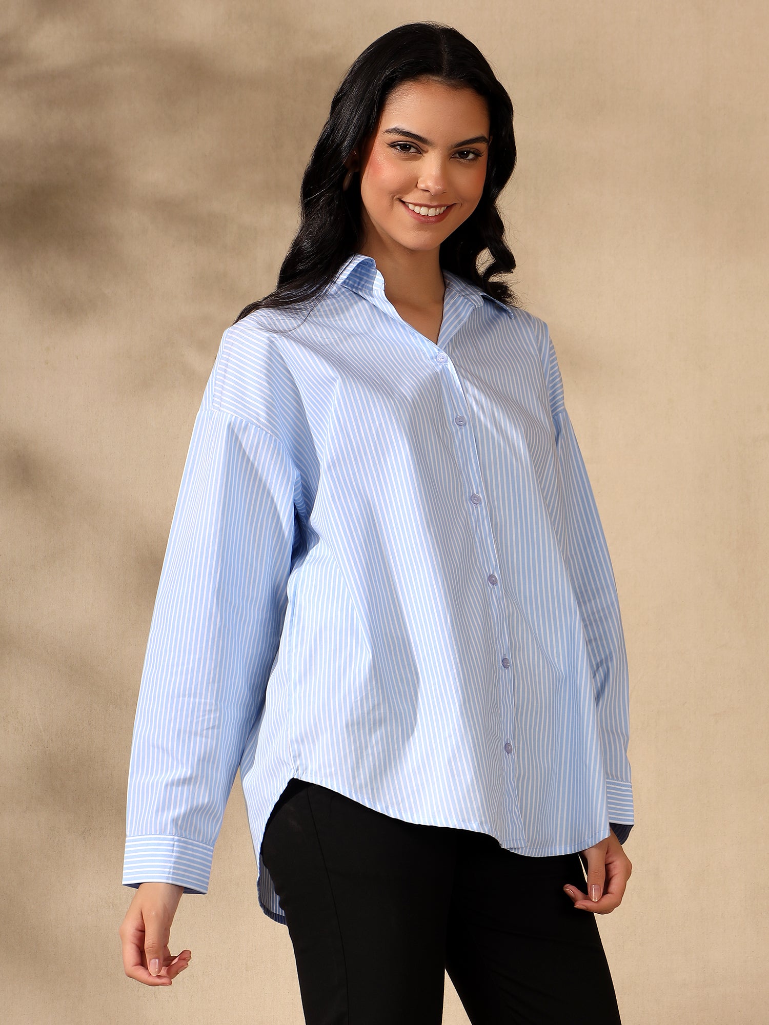 Blue and White Oversized casual one size shirt