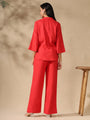Red Regular kurta Coord set with bell sleeves