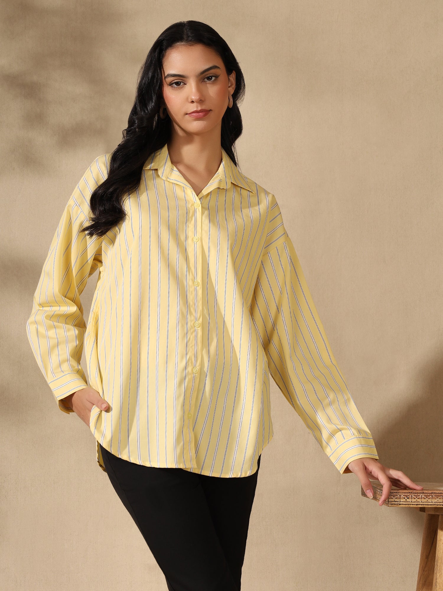 Yellow oversized casual one size shirt