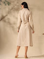 Beige striped bebo midi dress