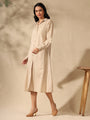 Beige striped bebo midi dress