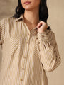 Beige striped bebo midi dress