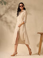 Beige striped bebo midi dress