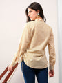 Yellow printed band neck collar dori shirt