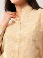 Yellow printed band neck collar dori shirt