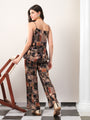 Black Foil print double layered top with pants coord set