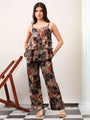 Black Foil print double layered top with pants coord set