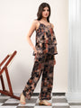 Black Foil print double layered top with pants coord set