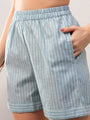 Blue Causal striped Shorts coord set