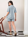 Blue Causal striped Shorts coord set