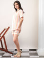 Pink white  Causal striped Shorts coord set