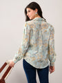 Green Printed Floral Casual Collar Shirt