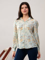 Green Printed Floral Casual Collar Shirt