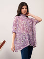 Lavender kaftan style floral print solace one size shirt